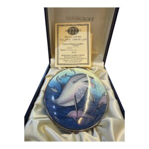 Dolphin Traveller Round Trinket Box By Moorcroft.